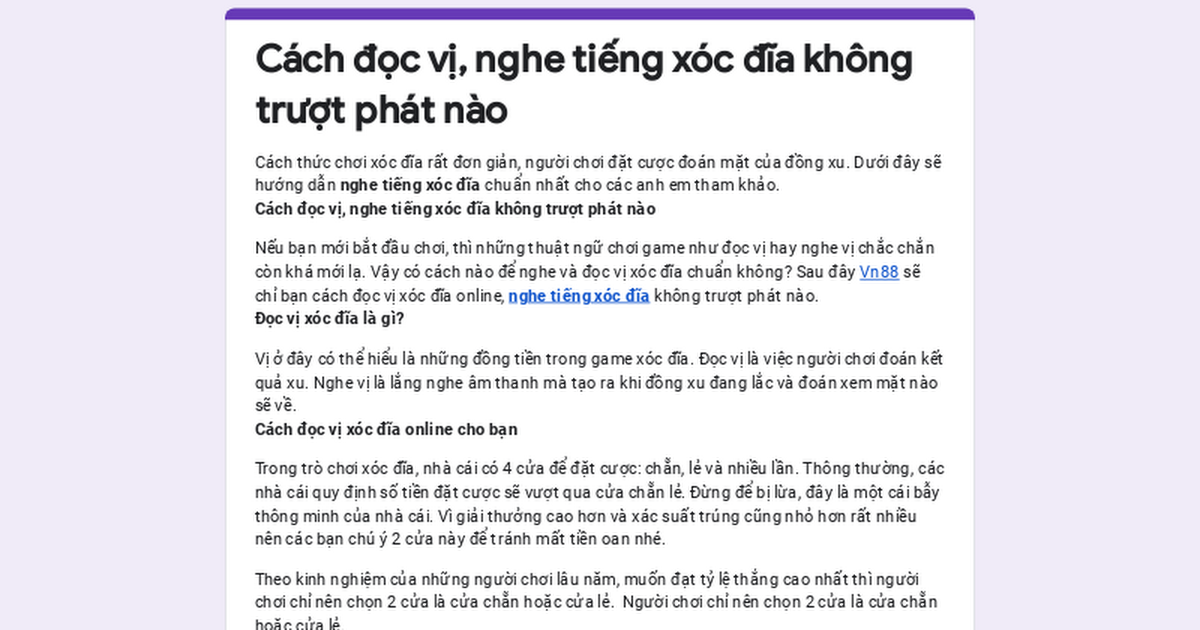 Tập nghe tiếng xóc đĩa và dự đoán kết quả